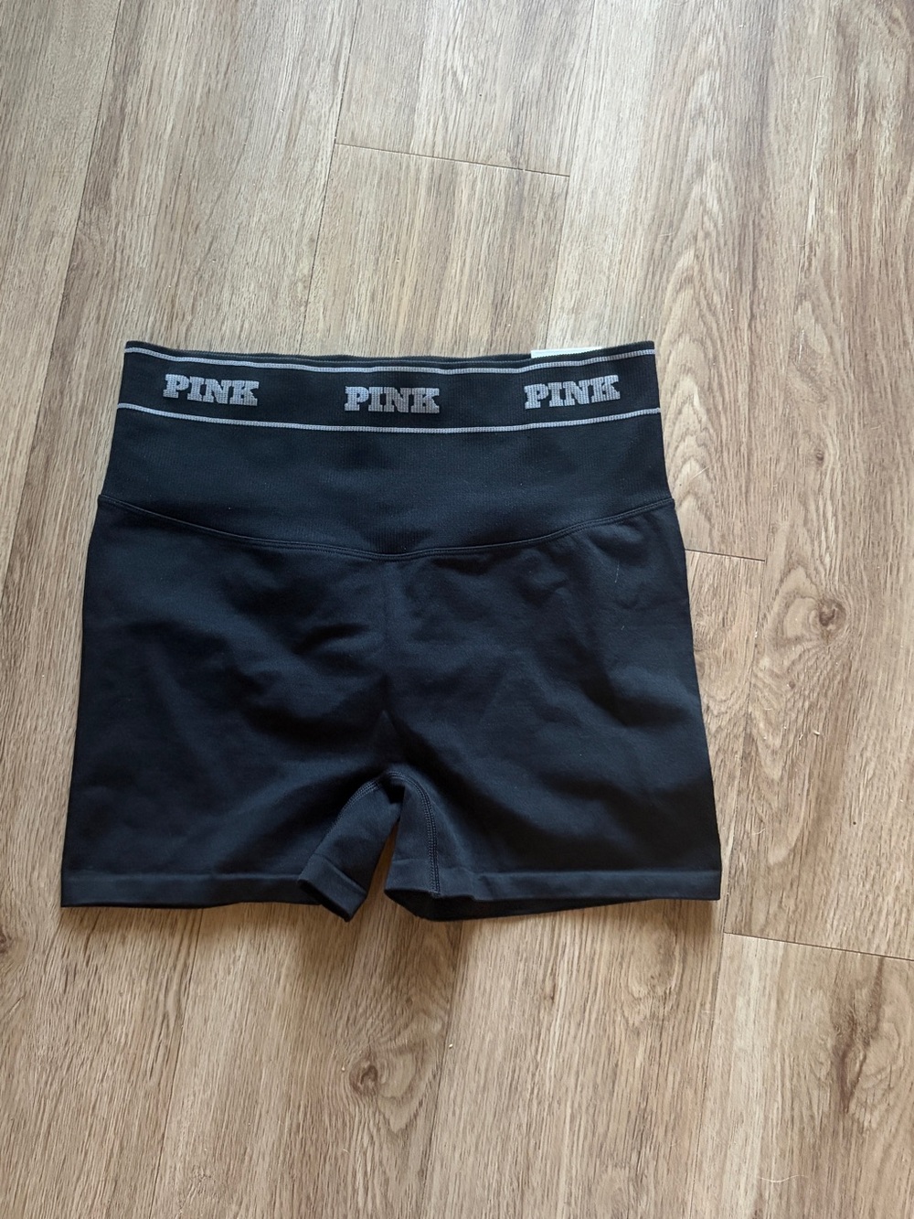 PINK Victoria's Secret Black Branded Waist Bike Shorts
